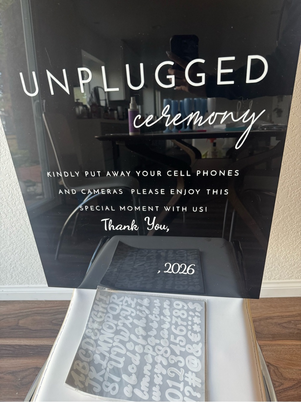 Black Acrylic “Unplugged Ceremony” wedding Sign